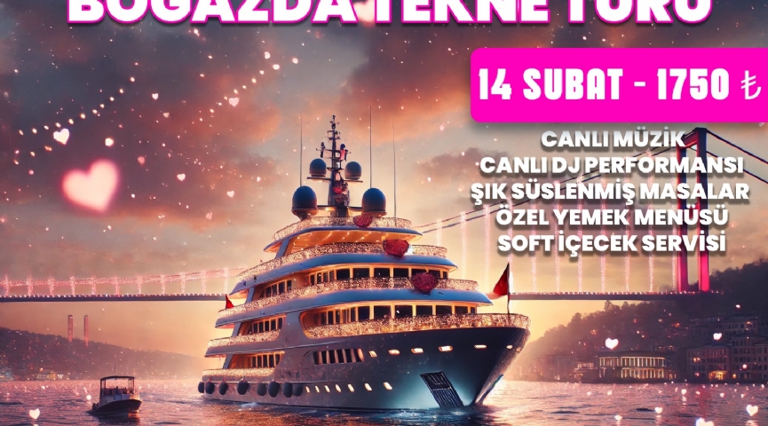 14 ŞUBAT 2025 SEVGİLİLER GÜNÜNE ÖZEL  BOĞAZDA TEKNEDE YEMEKLİ EĞLENCE